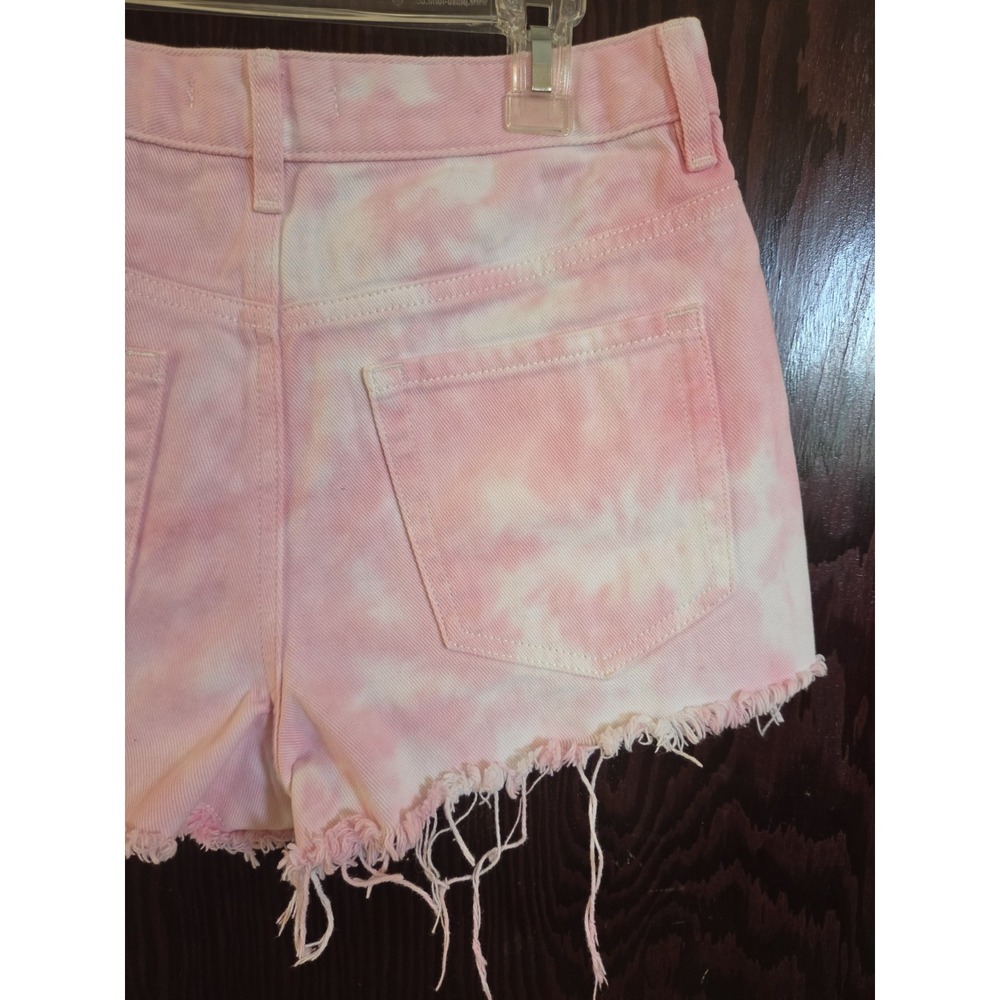 PacSun White Pink Tie Dye High Rise Festival Jean Cut Off Shorts 28 Boho Preppy - Picture 6 of 11